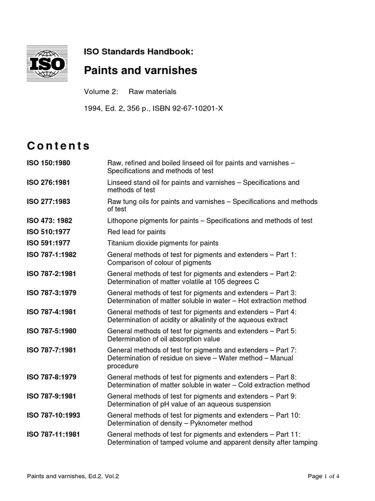 ISO Standards for Paints and Varnishes | PDF