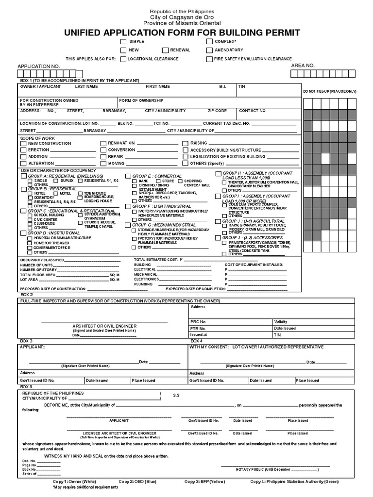 BP New Unified Application Form For Building Permit and Fire Safety