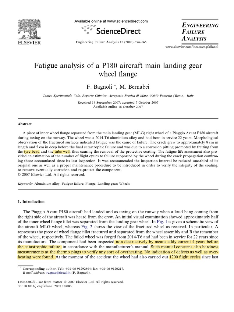 Fatigue Analysis of A P180 Aircraft Main Landing Gear | PDF | Fracture ...