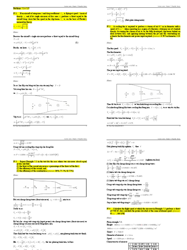 5 Propeller Theory - Problems | PDF