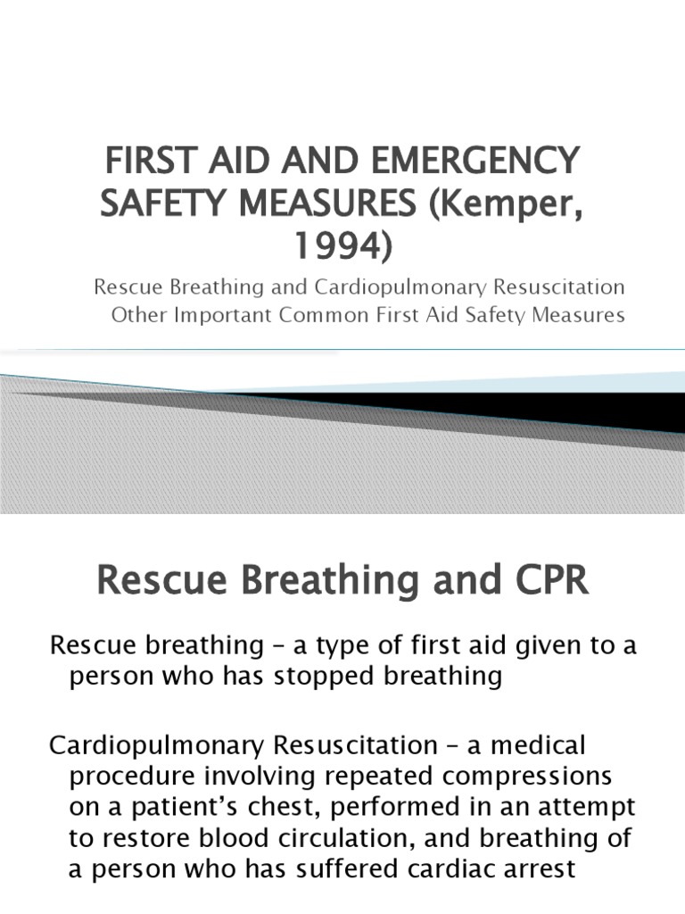First Aid and Emergency Safety Measures PDF