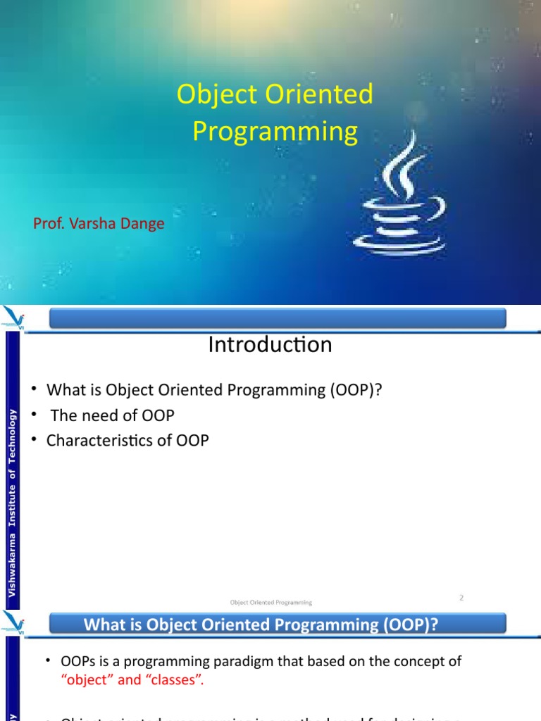 Lecture-1 - Object Oriented Programming Introduction | PDF | Object ...