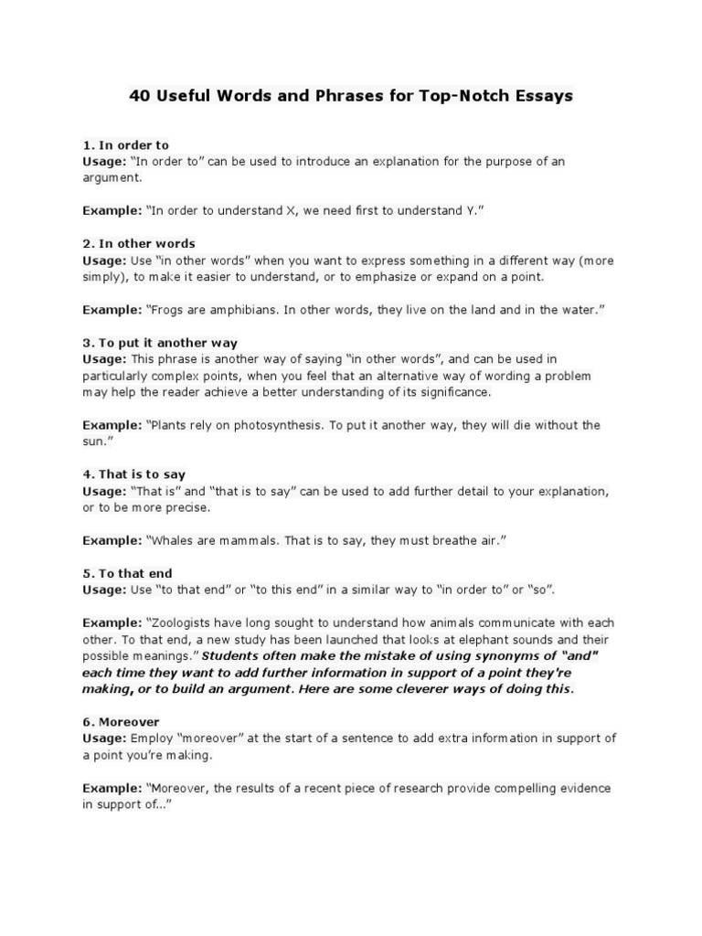 40 Useful Words and Phrases | PDF | Evidence | Argument