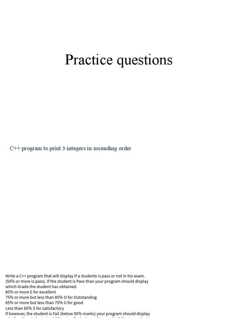 Practice Questions C++ PDF