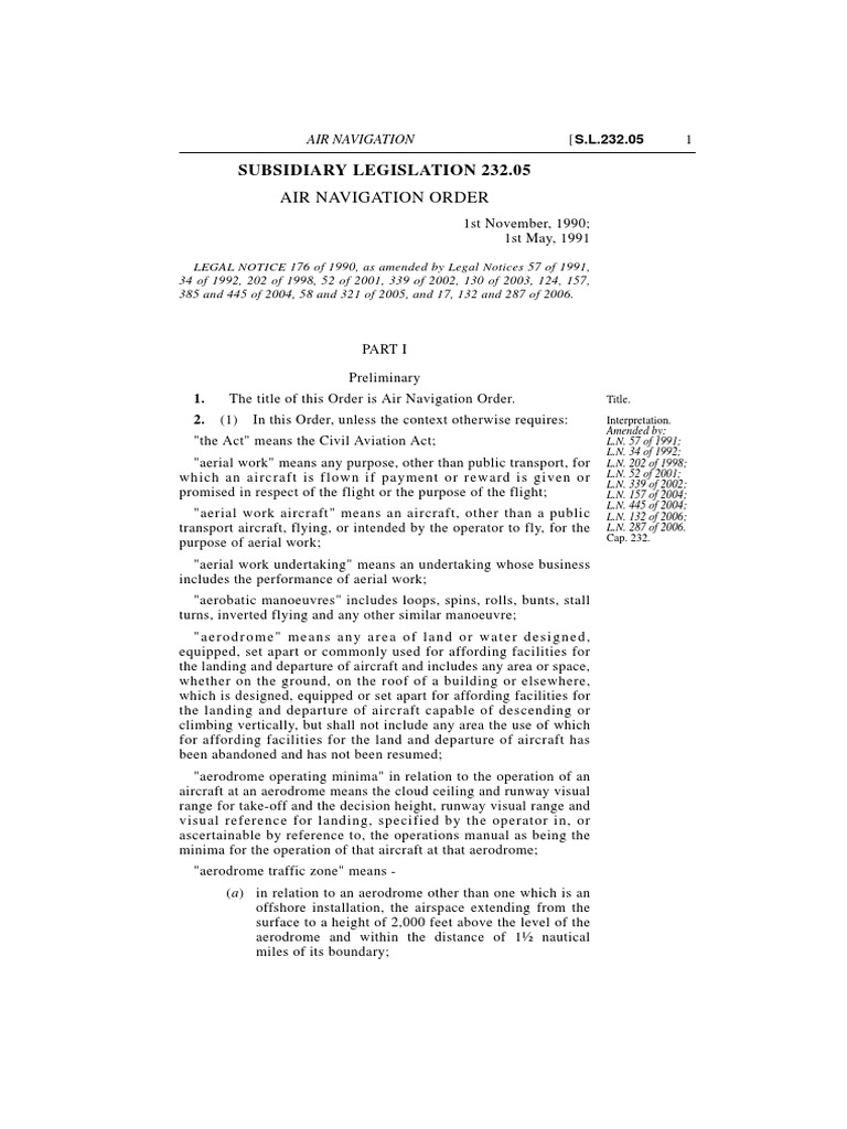 Air Navigation Order Overview | PDF | Visual Flight Rules | Instrument ...