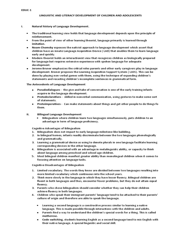 Language and Literacy Development Insights | PDF | Language Development ...