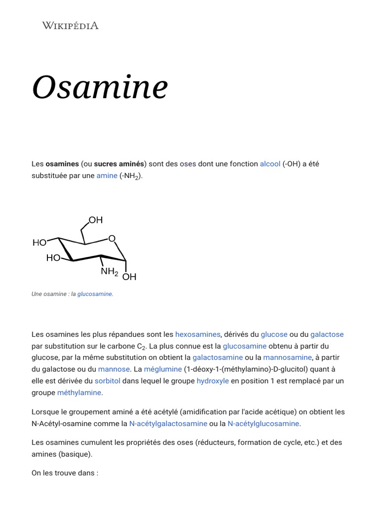 Les osamines : structure et propriétés | PDF