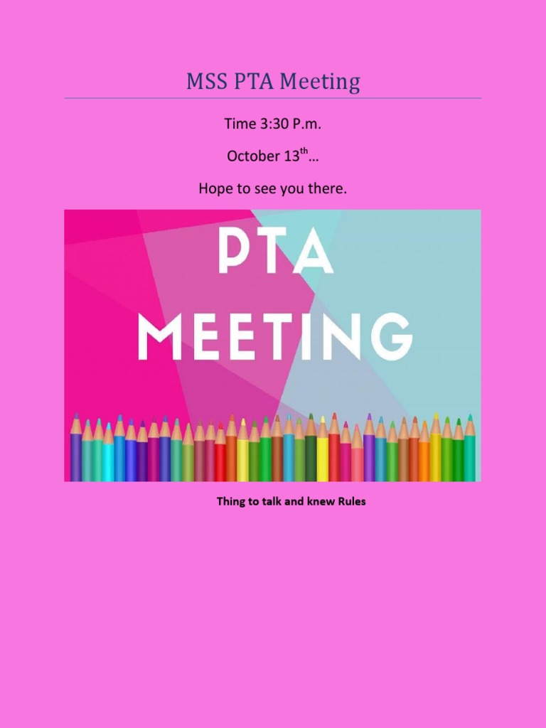 MSS PTA Meeting on October 13th | PDF