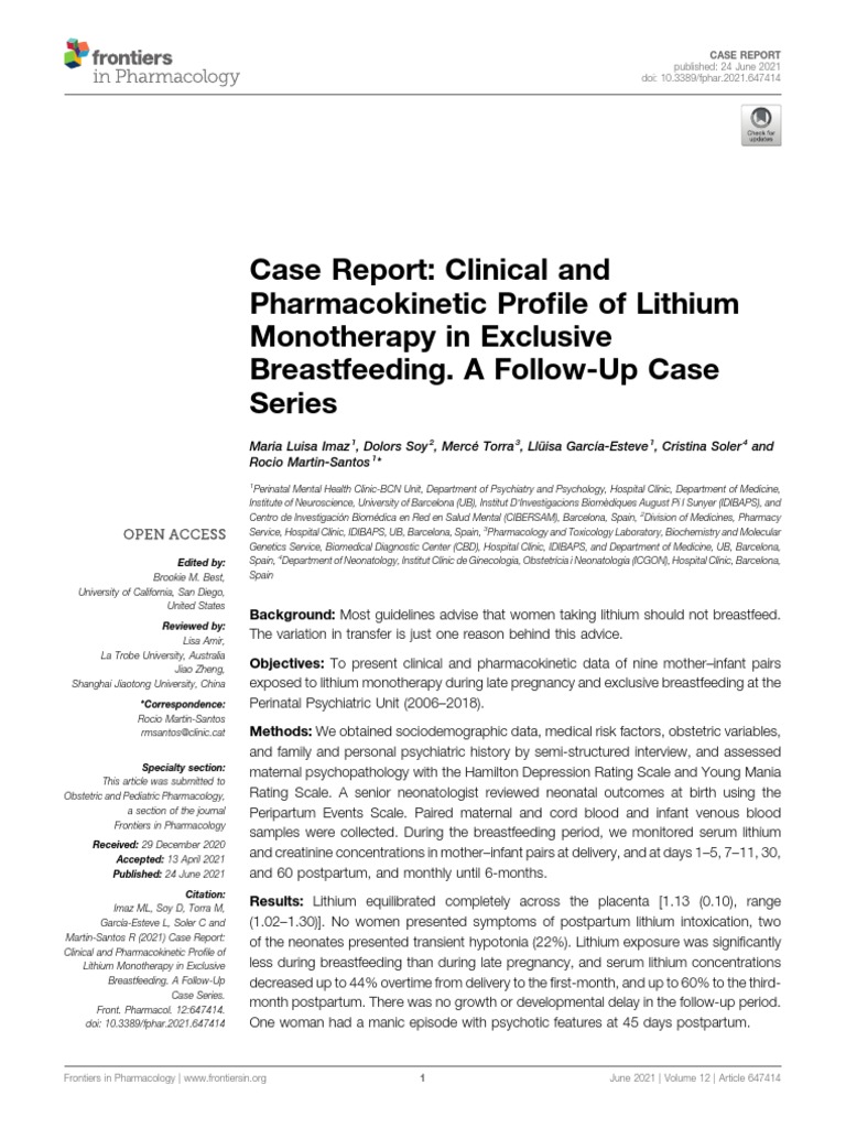 Case Report Clinical and Pro File of Lithium