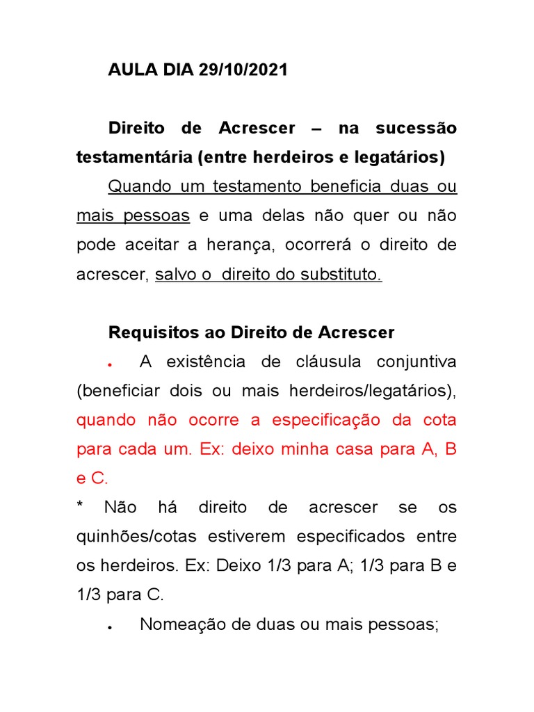 Slide - Direito de Acrescer Entre Hedeiros e Legatários | PDF