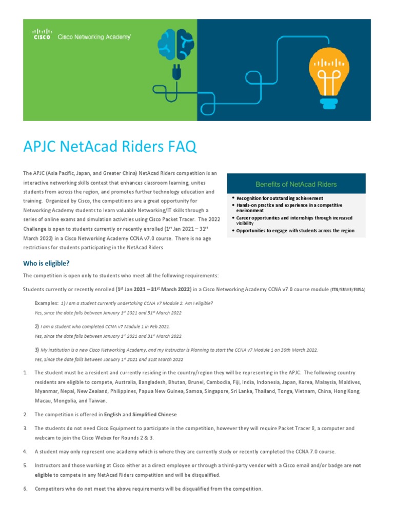 APJC NetAcad Riders 2022 Overview | PDF | Cisco Certifications