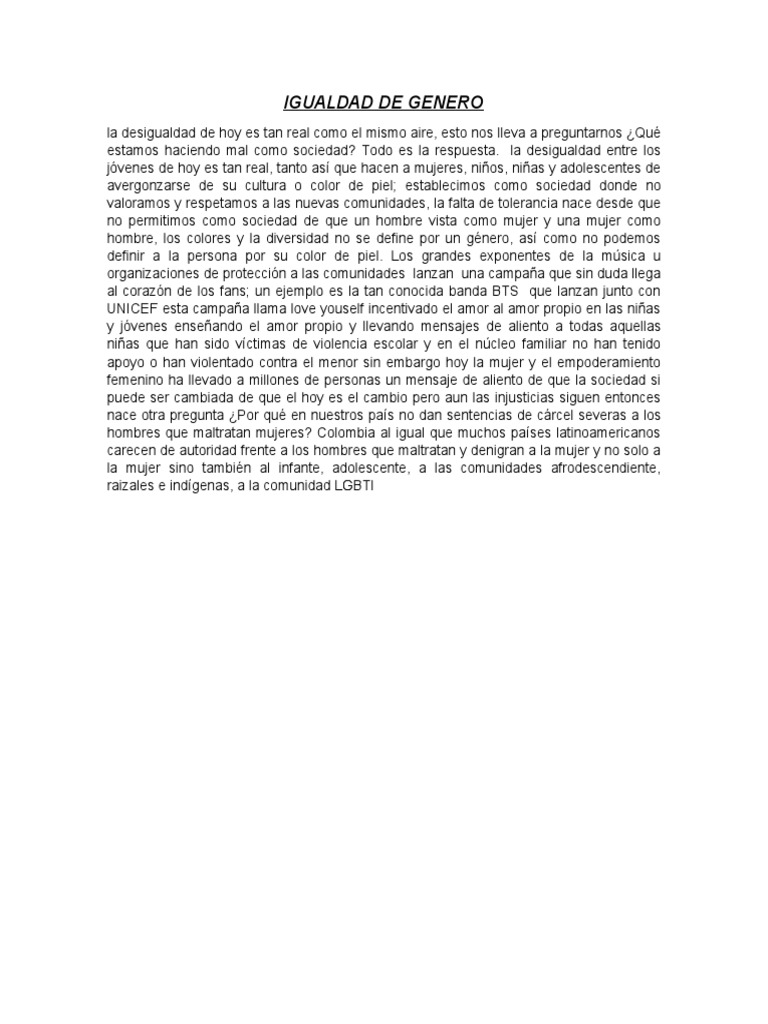 Igualdad de Genero | PDF | Ciencias sociales | Salud y bienestar