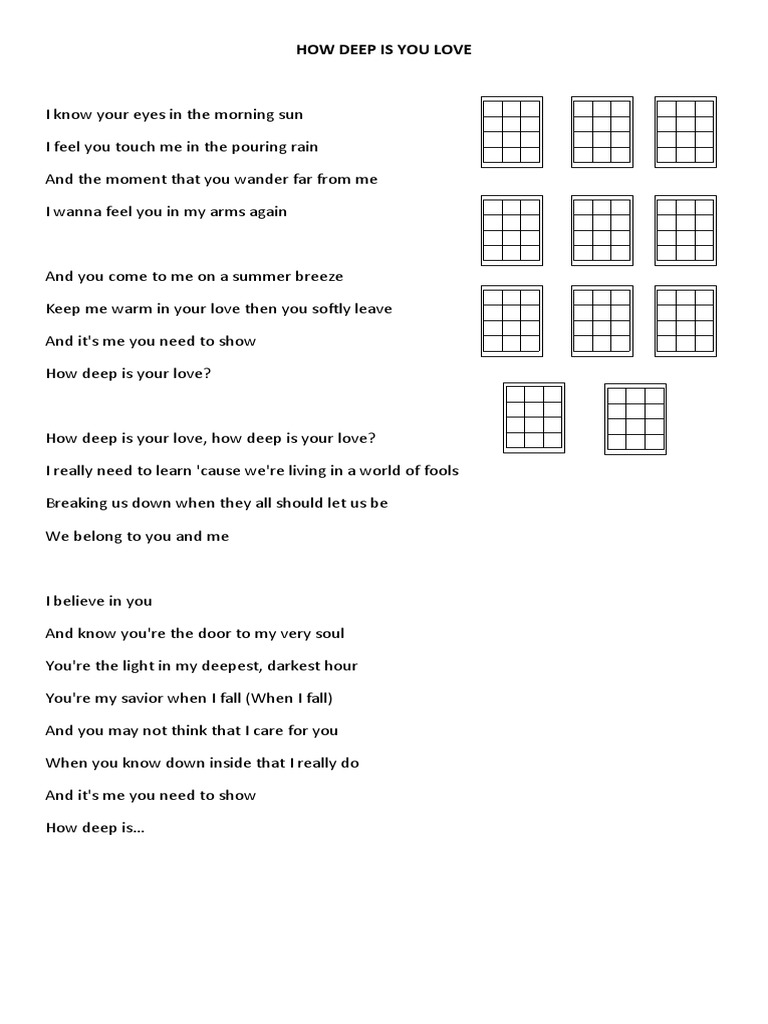 How Deep Is You Love Uke Chords PDF
