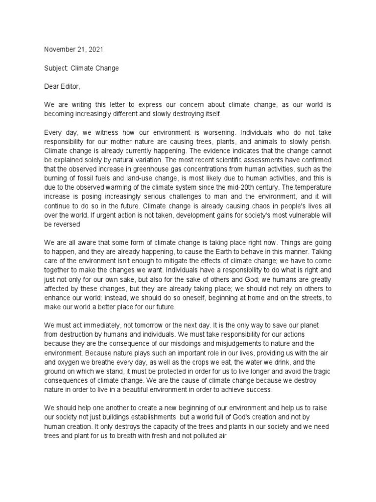 Urgent Call to Address Climate Change | PDF