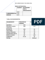 Tabla de Contenido Nutricional