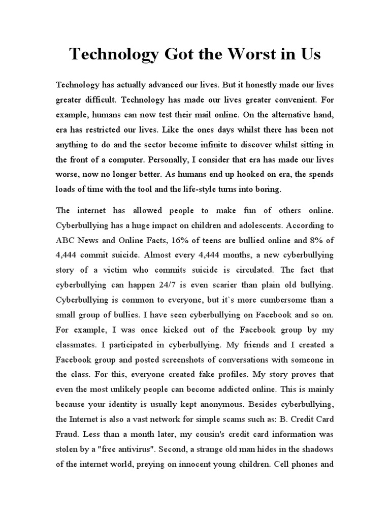 The Dark Side of Technology's Impact | PDF | Cyberbullying | Communication