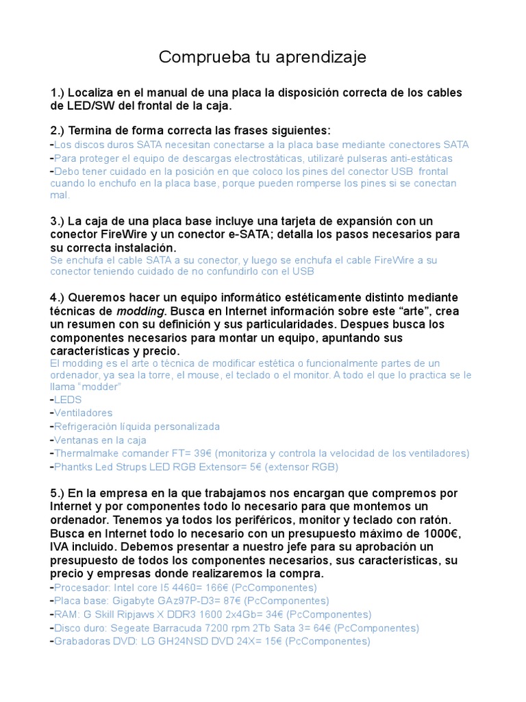 Guía Completa para Montar un Ordenador | PDF | Hardware de la ...