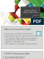 Excel- Pivot Table, Sub Total