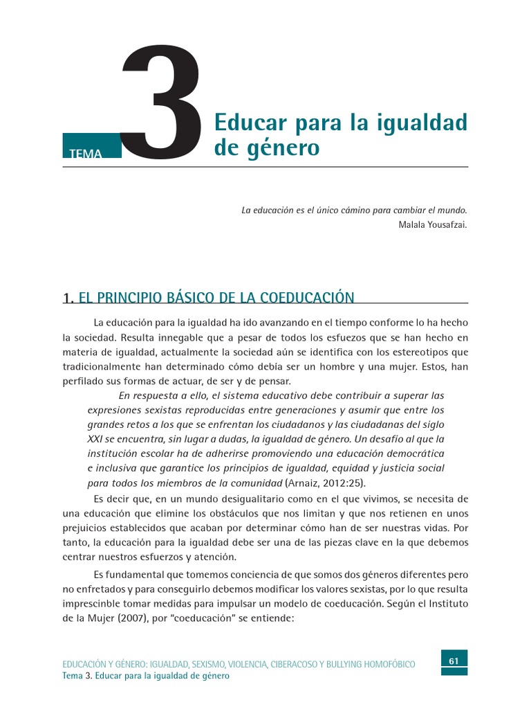 Educación para la Igualdad de Género | PDF | Sexismo | Igualdad de género