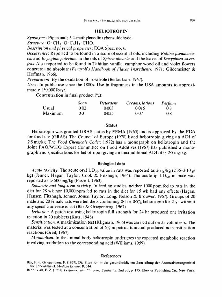Heliotropin A Monograph on the Fragrance Raw Material Including