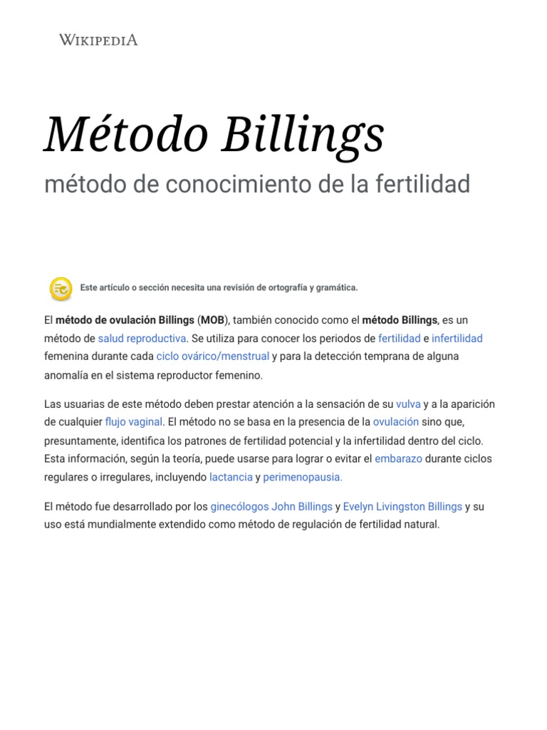 Método Billings - Wikipedia, La Enciclopedia Libre | PDF | Salud ...