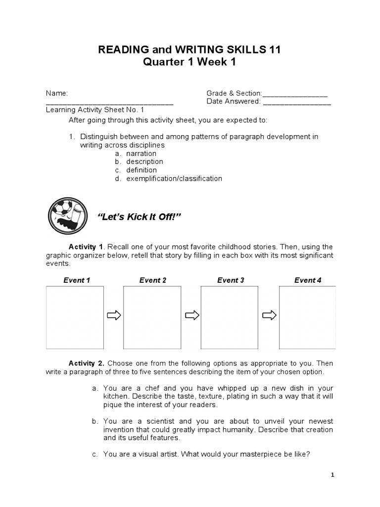 Developing Reading and Writing Skills | PDF | Narration | Definition