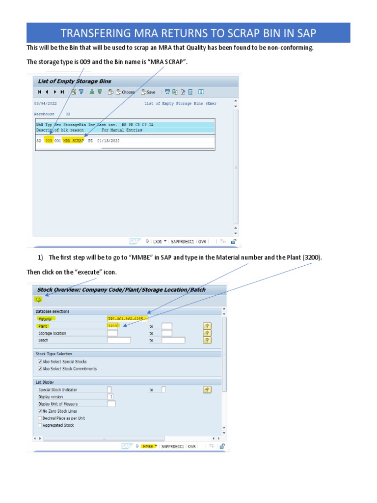MRA Scrap Transfer Process in SAP | PDF | Computing
