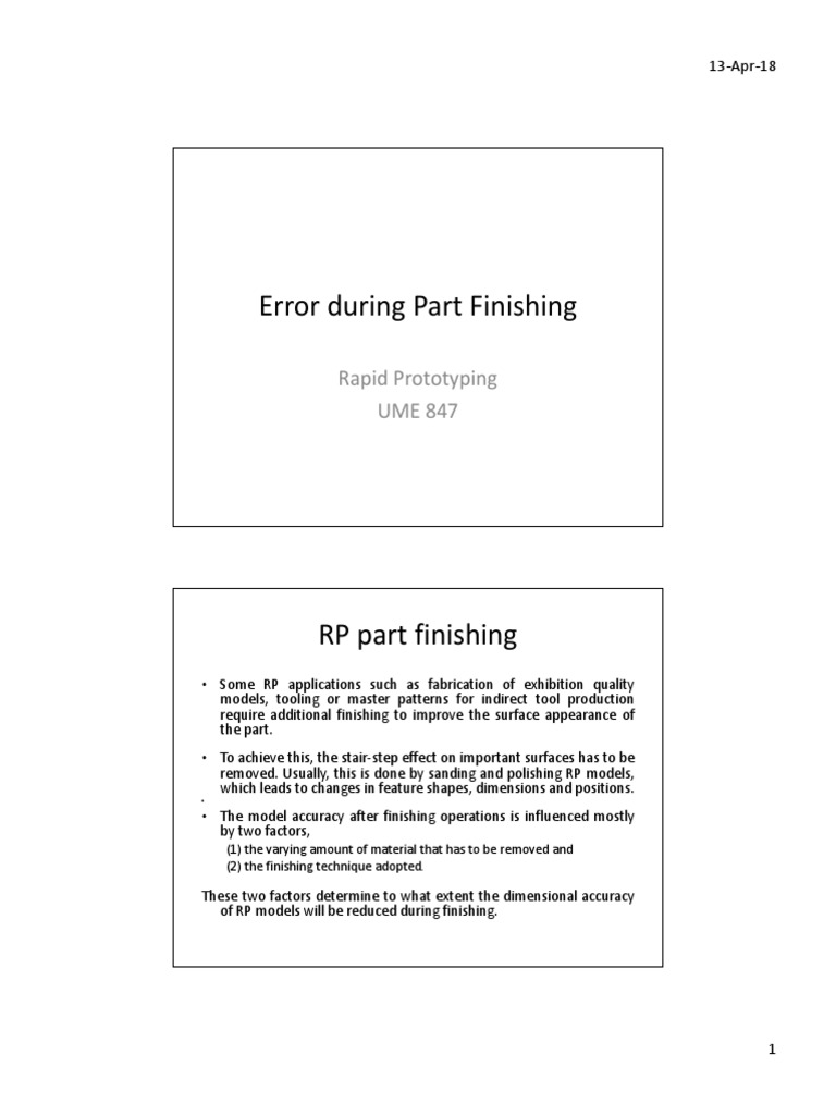 RP Part Finishing Techniques Explained | PDF | Accuracy And Precision ...