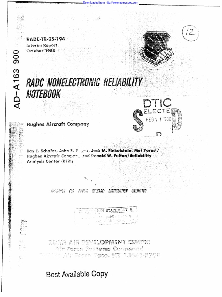 Radc TR 85 194 | PDF | Reliability Engineering | Estimation Theory