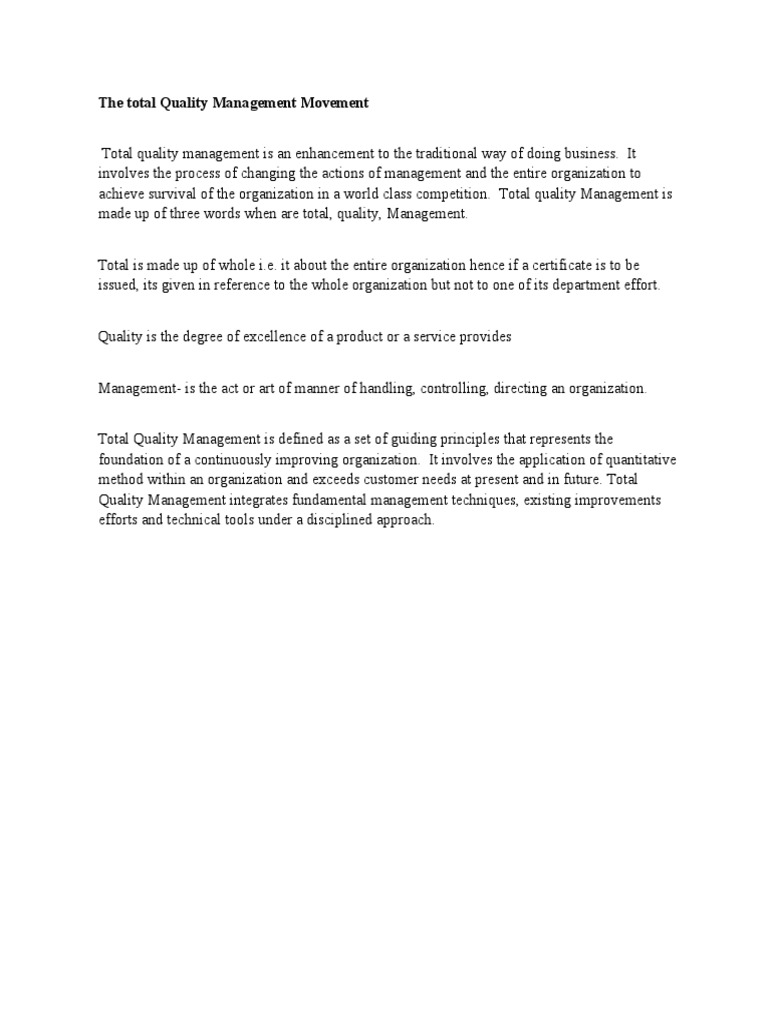 Total Quality Management | PDF