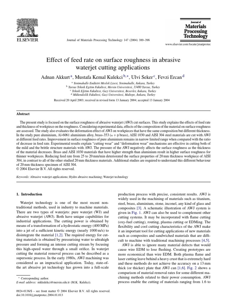 Effect of Different Parameters On Surface Roughness and Material ...