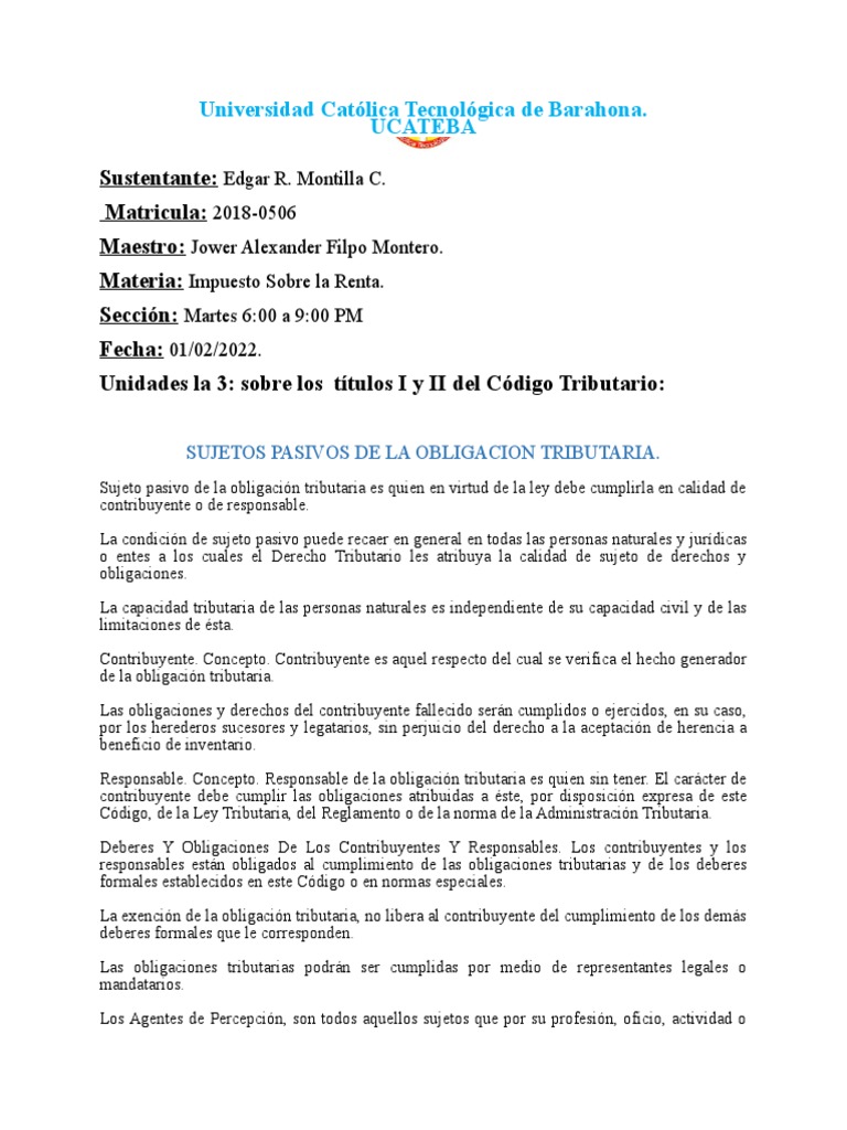 Tarea No.2 Impuesto Sobre La Renta | PDF | Impuestos | Pagos