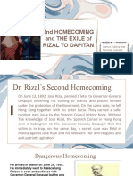 2Nd Homecoming and The Exile of Rizal To Dapitan