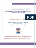 Manonmaniam Sundaranar University: M.Sc. Psychology - I Year