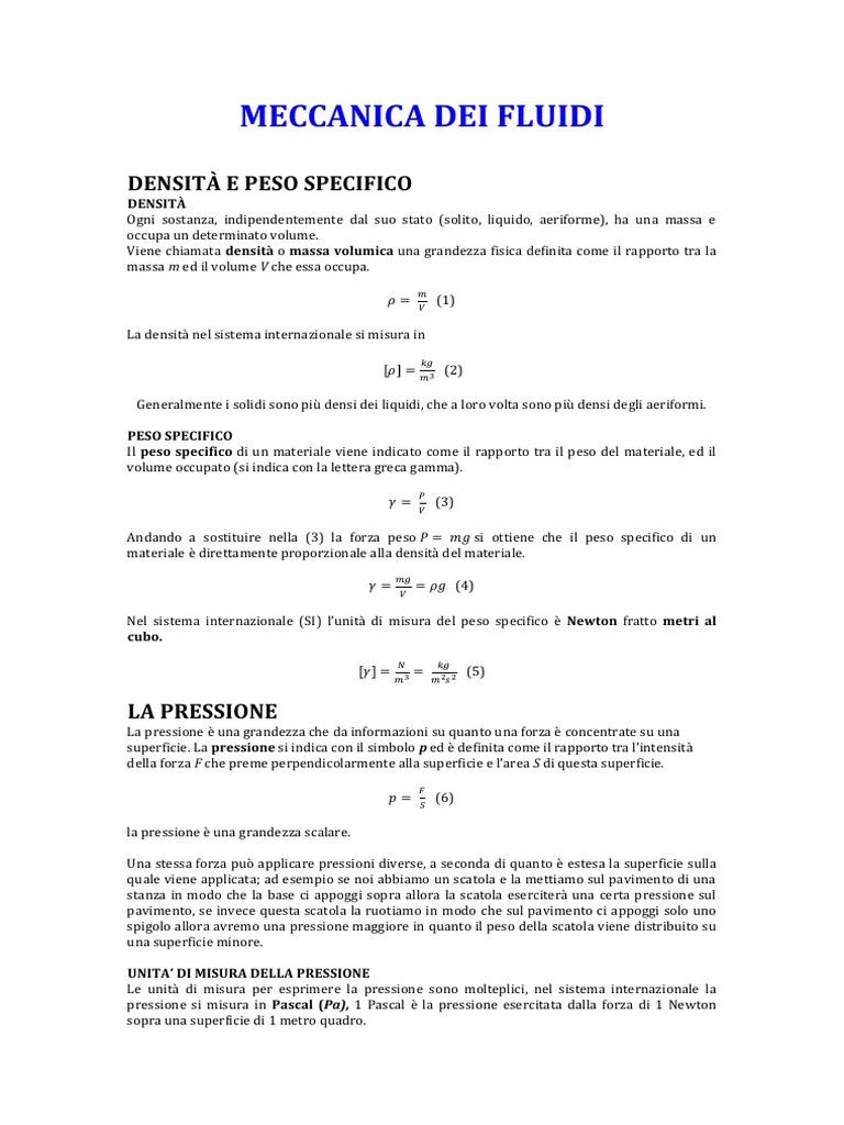Meccanica Dei Fluidi | PDF