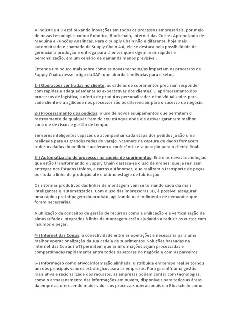 Blog 6 Tendencias Do Supply Chain 4 0 PDF