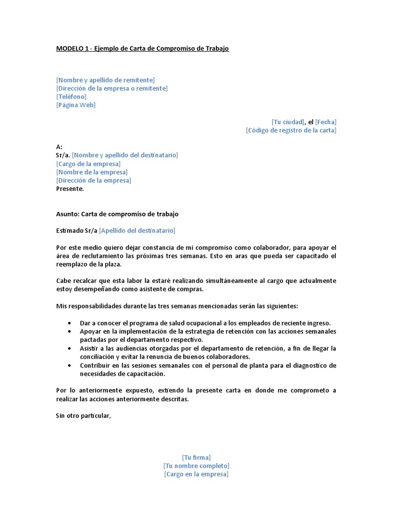 9 3 Modelo de Carta de Compromiso de Trabajo 47 PDF