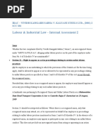 Labour & Industrial Law - Internal Assessment 2: Irac - Vividh Kamgarh Sabha V. Kalyani Steels LTD., (2001) 2 SCC 381