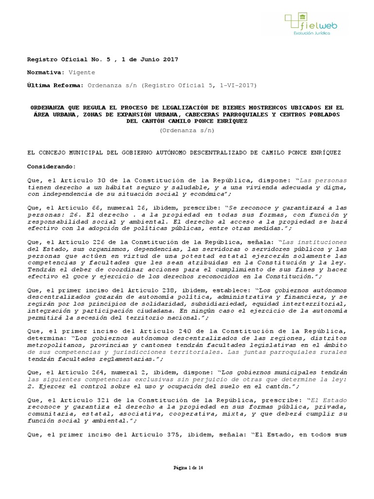 Ordenanza Bienes Mostrencos | PDF | Propiedad | Gobierno