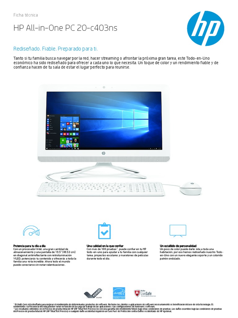 HP AllinOne PC 20c403ns Rediseñado. Fiable. Preparado para Ti PDF