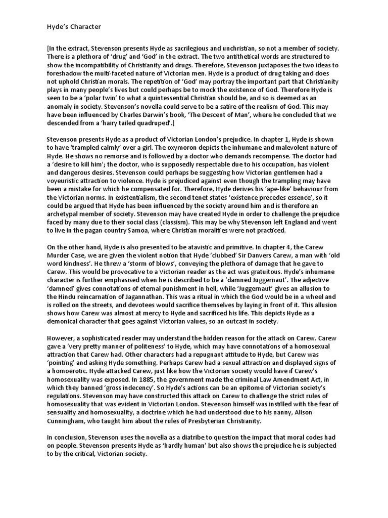 Hyde Essay In Jekyll And Hyde Pdf Homosexuality