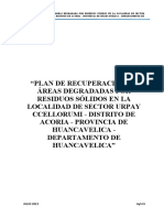 PLAN DE CIERRE Y RECUPERACIÓN DE ÁREAS DEGRADADAS PARAJE INQUISH Marzo 2012