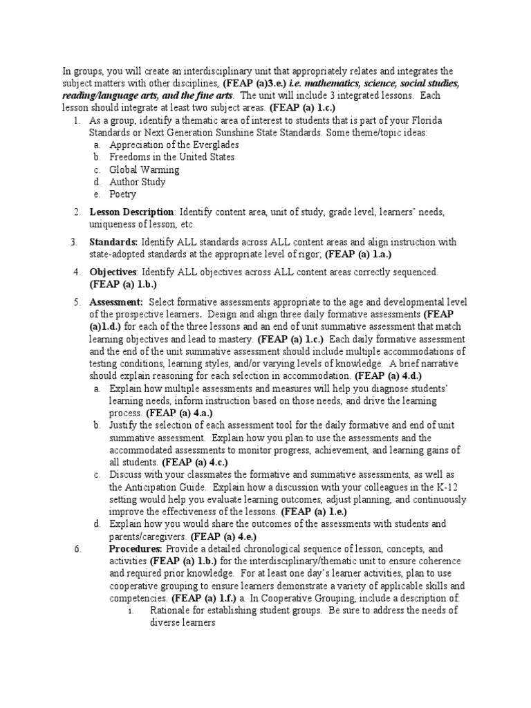 Interdisciplinary thematic unit pdf