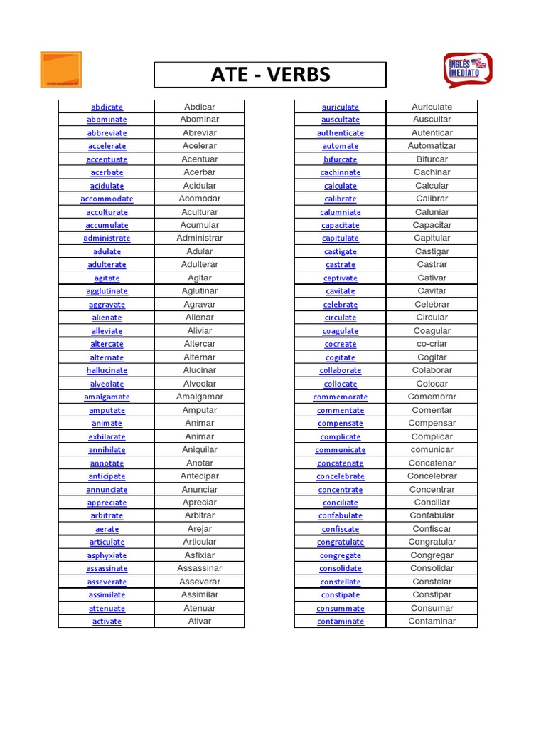 Ate VERBS PDF
