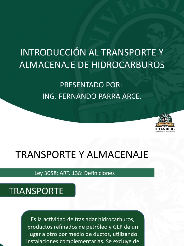 Transporte y Almacenaje de Hidrocarburos | PDF | Transporte por tubería ...