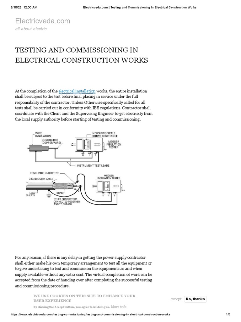 Testing and Commissioning in Electrical Construction Works PDF