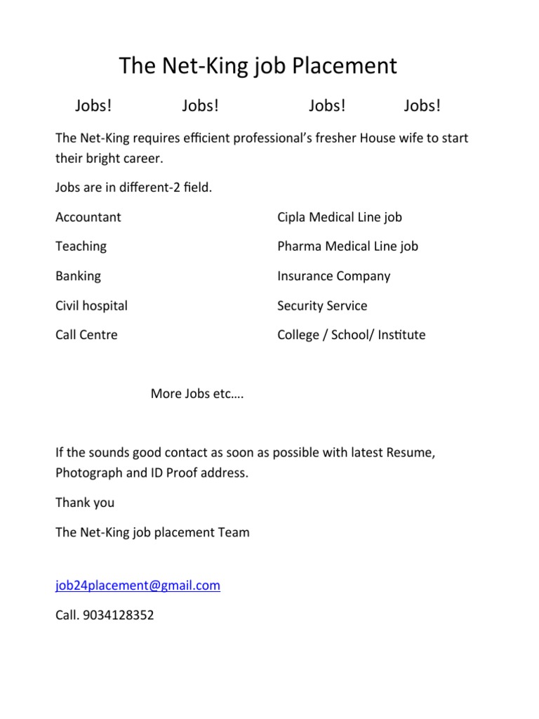 Diverse Job Opportunities at Net-King | PDF | Career & Growth