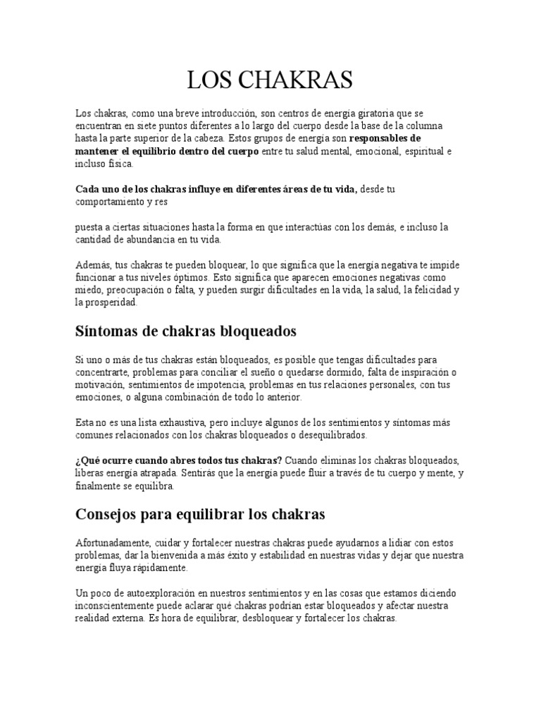 Los Chakras | PDF | Las emociones | Mente