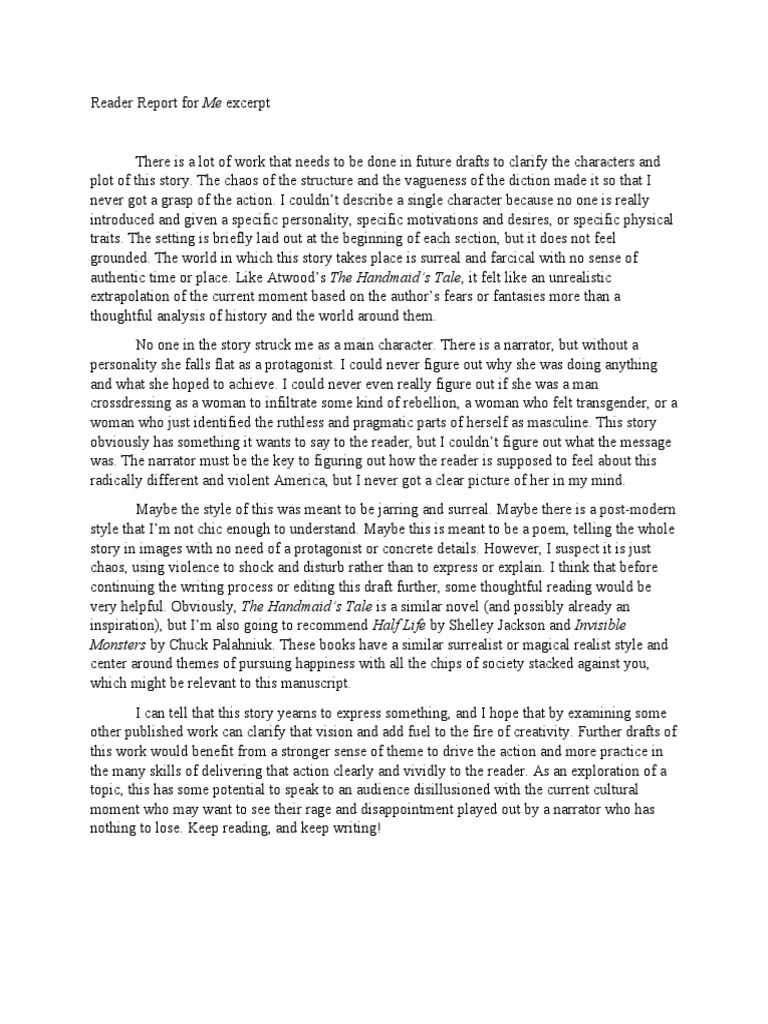 Reader Report For Me Excerpt | PDF | Narration