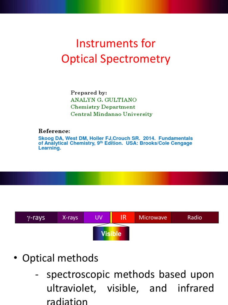 CHY 66 Spectroscopic Methods Optical Instruments PPT PDF